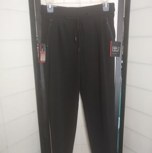 Black paper bag waist casual pants